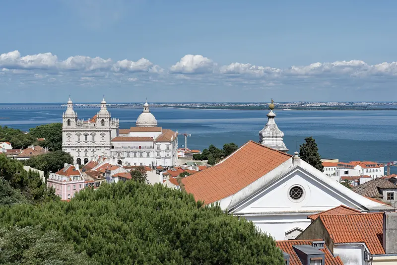 Rooftops and church towers of Lisbon's Alfama district